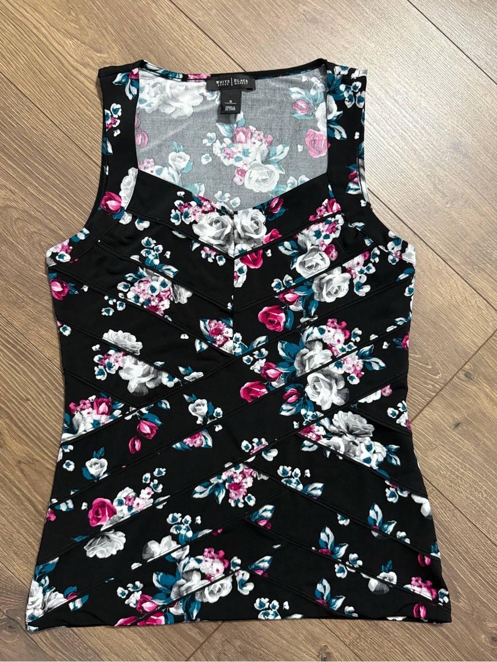 White House Black Market Floral Criss Cross Tank Top Small